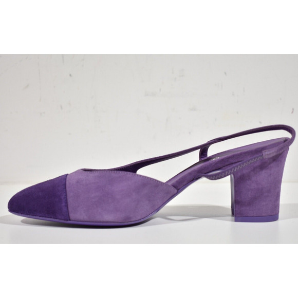 Chanel 23S Mademoiselle Coco Sling Purple Suede Slingback Sandal Block Heel 40.5 - Picture 8 of 11